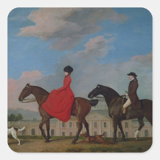 Sticker Carré George Stubbs | John and Sophia Dessin riding at (Devant)