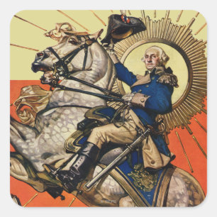 Sticker Carré George Washington à cheval