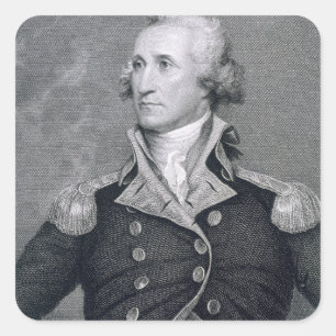 Sticker Carré George Washington, gravé par Asher Brown Durand