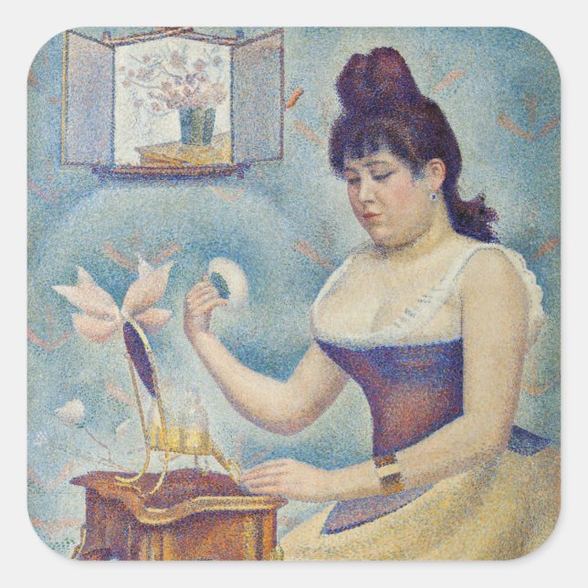 Sticker Carré Georges Seurat - Jeune Femme Se Poussant (Devant)