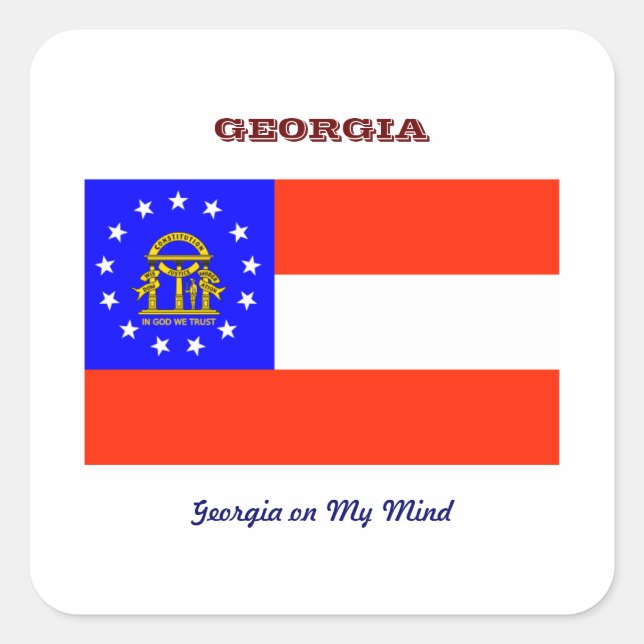 Sticker Carré Georgia Flag et Slogan (Devant)