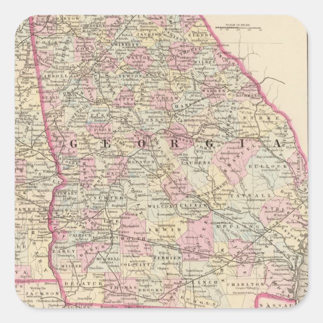 Sticker Carré Géorgie, Alabama (Devant)
