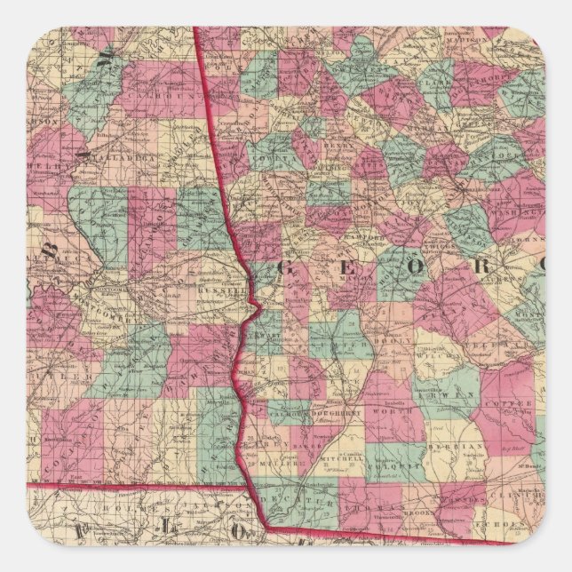 Sticker Carré Géorgie et Alabama (Devant)