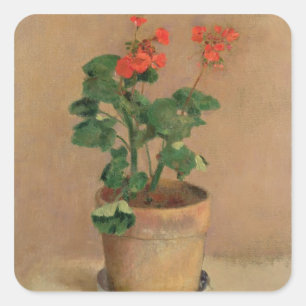 Sticker Carré Geraniums dans un pot, c.1905 (huile sur toile)