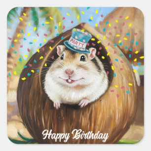 Sticker Carré Gerbil mongol dans une maison de noix de coco