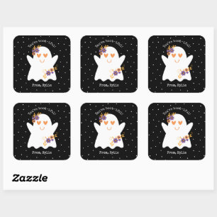 Sticker Carré Ghost pour enfants mignonne hallowee