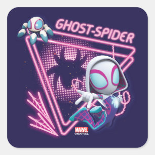 Sticker Carré Ghost-Spider et TWIRL-E Glow Webs Glow
