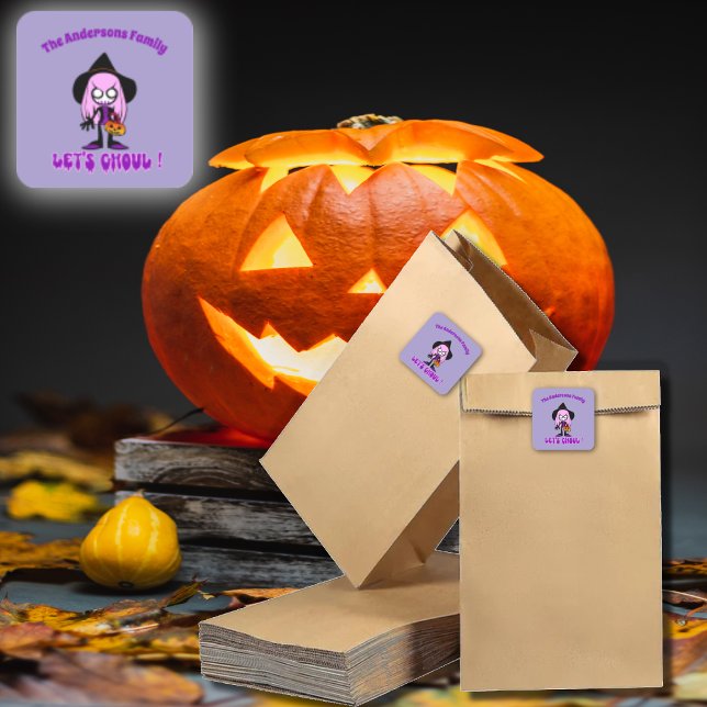 Sticker Carré Ghoul Funny Halloween Trick Traite Sorcière (Créateur téléchargé)
