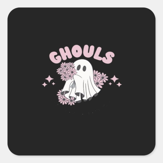 Sticker Carré Ghouls veut juste s'amuser Halloween Art Basic Sty (Devant)