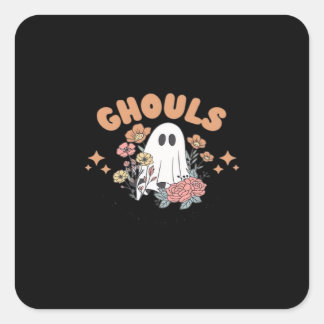 Sticker Carré Ghouls veut juste s'amuser Halloween Art Sloth Des