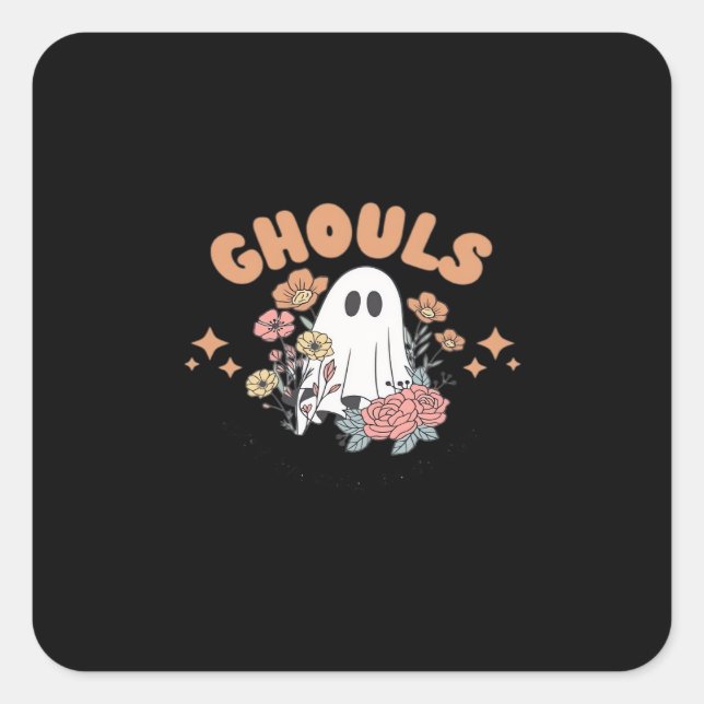 Sticker Carré Ghouls veut juste s'amuser Halloween Art Sloth Des (Devant)
