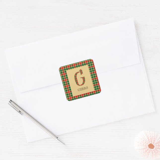 Sticker Carré Gibbs Tartan Monogramme G (Enveloppe)