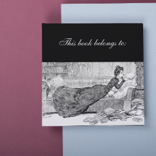 Sticker Carré Gibson Girl lisant un livre