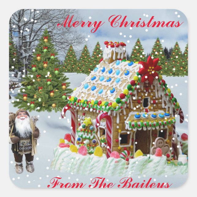 STICKER CARRÉ GINGERBREAD MAISON  (Devant)