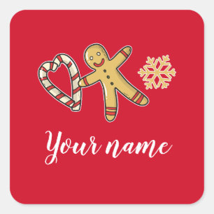 Sticker Carré Gingerbreadman Love