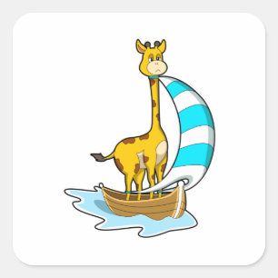 Sticker Carré Girafe avec voilier