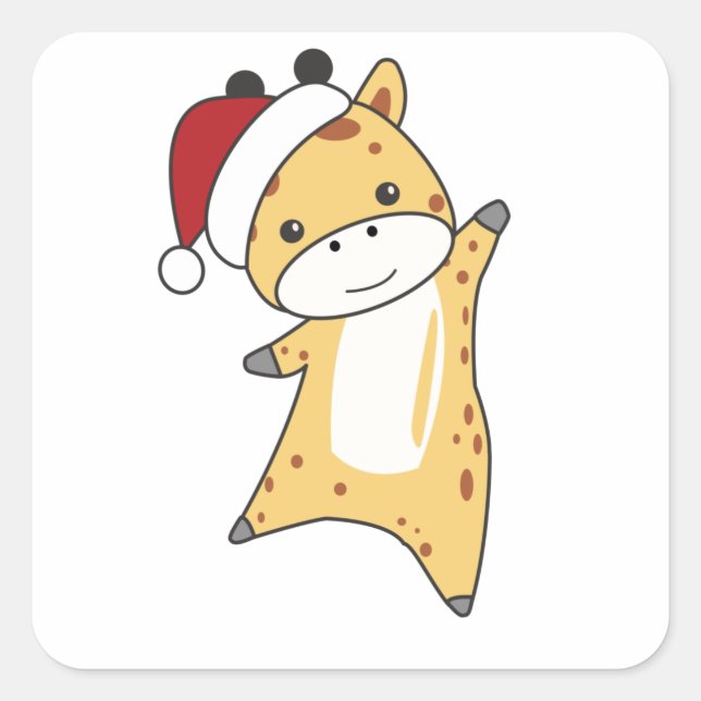 Sticker Carré Girafe Girafe Animaux d'hiver (Devant)
