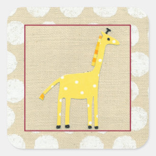 Sticker Carré Girafe jaune avec Pois blancs
