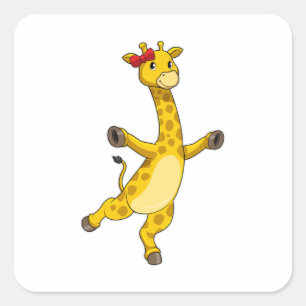 Sticker Carré Giraffe au ruban
