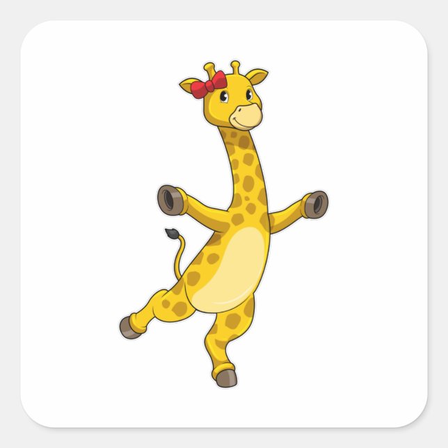 Sticker Carré Giraffe au ruban (Devant)