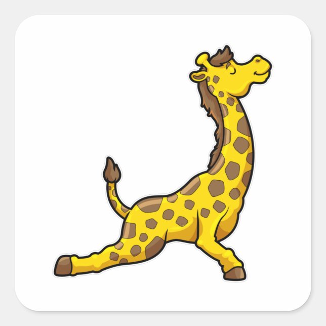 Sticker Carré Giraffe au Yoga Stretching exercices Leg (Devant)