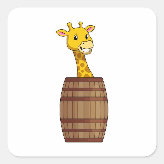 Sticker Carré Giraffe avec tonneau (Devant)