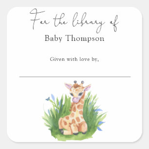 Sticker Carré Giraffe - Baby shower, livres pour bébé
