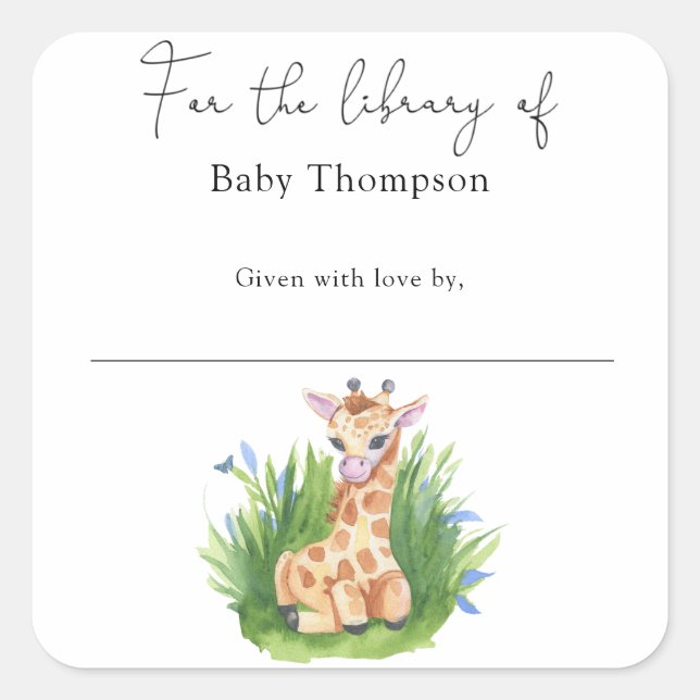 Sticker Carré Giraffe - Baby shower, livres pour bébé (Devant)