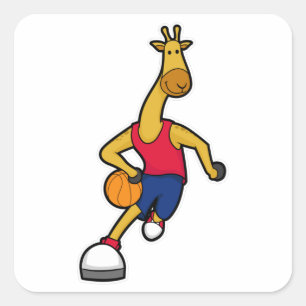 Sticker Carré Giraffe en tant que joueur de basket-ball avec Bas