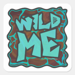 Sticker Carré Giraffe Impression Brown et Turquoise