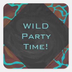 Sticker Carré Giraffe Impression Brown et Turquoise