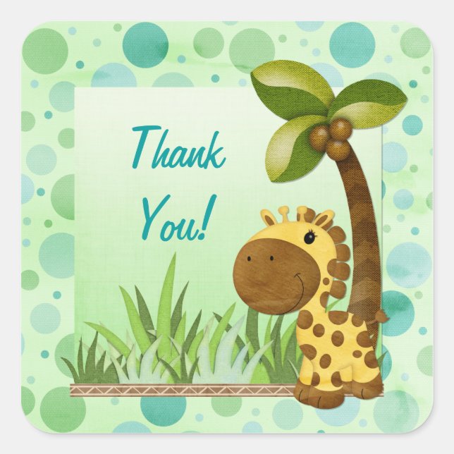 Sticker Carré Giraffe pois - Baby shower neutre (Devant)