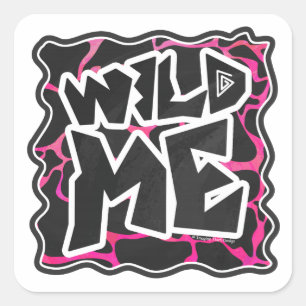 Sticker Carré Giraffe rose chaude et noire