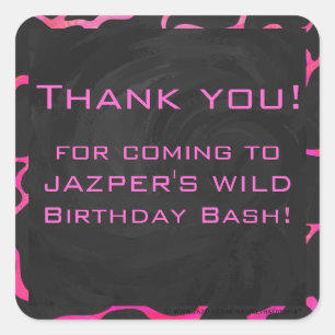 Sticker Carré Giraffe rose chaude et noire