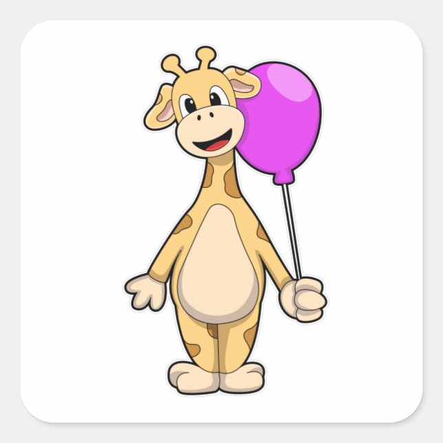 Sticker Carré Giraffe with Balloon (Devant)