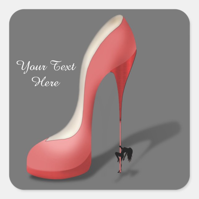 Sticker Carré Girant Red Stiletto - Danseuse de talon (Devant)