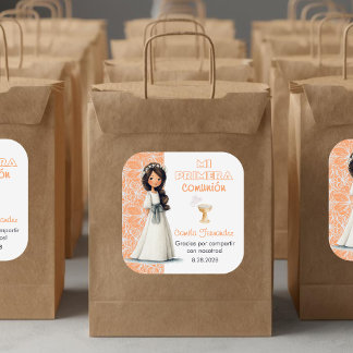 Sticker Carré Girl’s First Holy Communion Cute Favors and Gifts