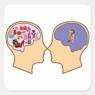 Sticker Carré Girl V Guy drôle design - Personnalisable