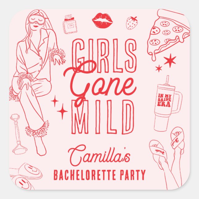 Sticker Carré Girls Gone Mild Spa Pajama Bachelorette Party (Devant)