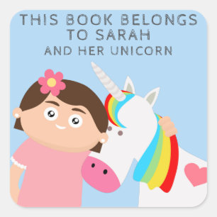 Sticker Carré Girls Unicorn