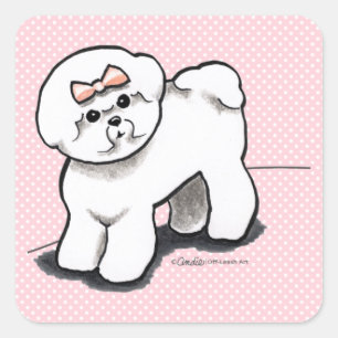 Sticker Carré Girly Bichon Frise