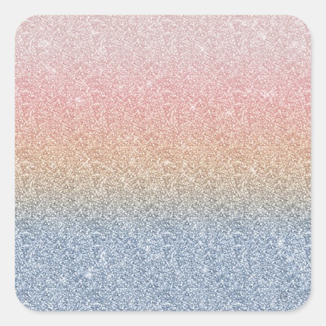 Sticker Carré Girly Blush Rose Gold Blue ombre (Devant)