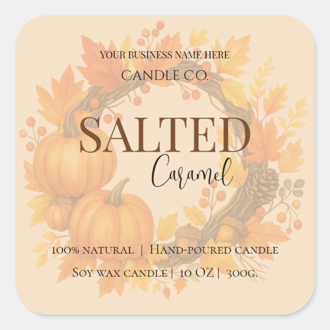 Sticker Carré Give Thanks Salted Caramel Candle Label (Devant)