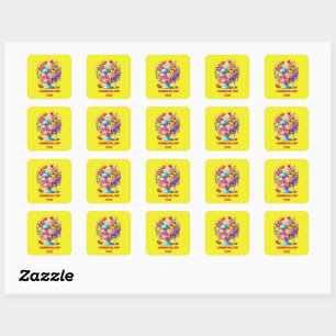 Sticker Carré Glace Colorée Sundae – Illustration de Dessert Mig