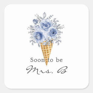 Sticker Carré Glace Cône de mariage de pivoine bleu poussiéreux 