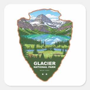 Sticker Carré Glacier National Park Montana Tête de flèche