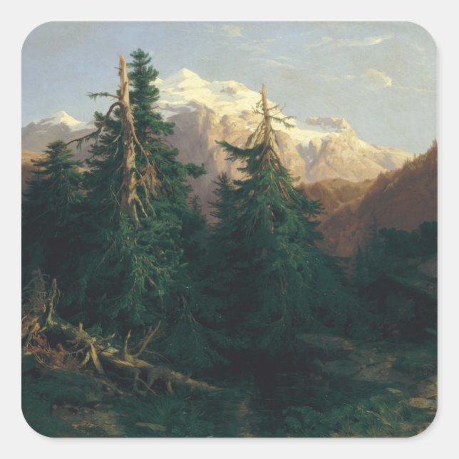 Sticker Carré Glacier, Rosen Lanigletscher, 1854 (Devant)