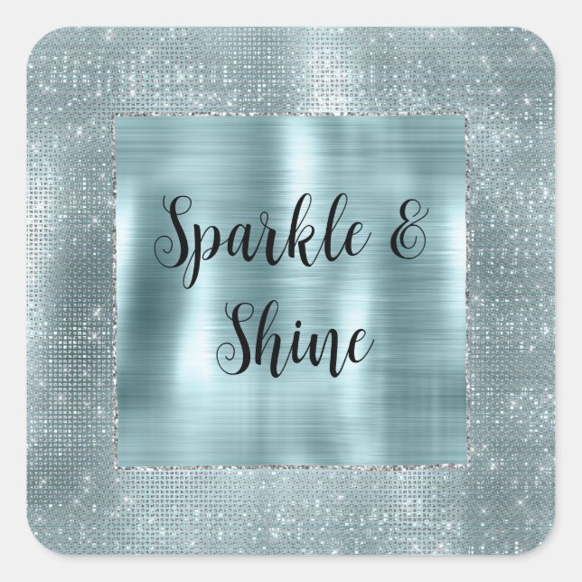 Sticker Carré Glam Aqua Pailleté Argenté Brillance (Devant)