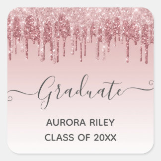 Sticker Carré Glam Blush Pink Gold Driding Parties scintillant G