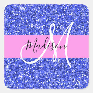 Sticker Carré Glam Dark Blue Parties scintillant rose étincelles